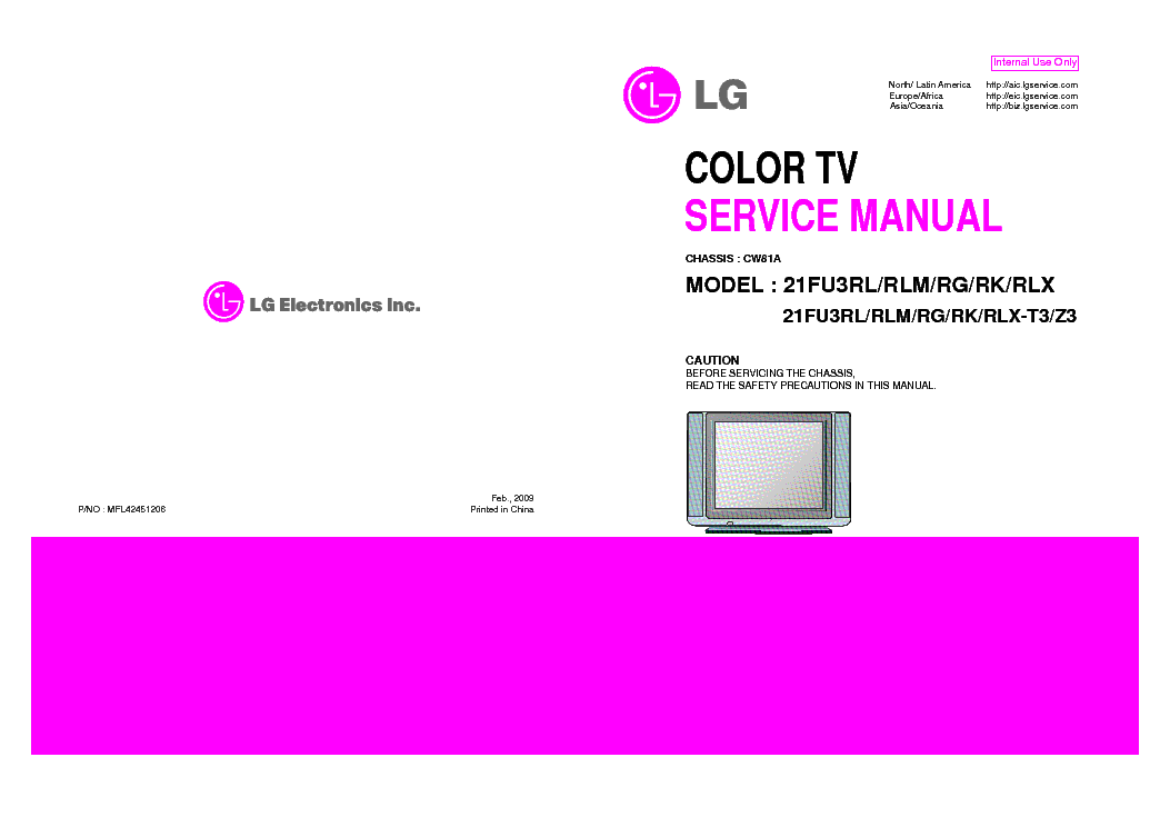 LG 21FU3RL[RLM][RG][RK][RLX] CHASSIS CW81A service manual (1st page)